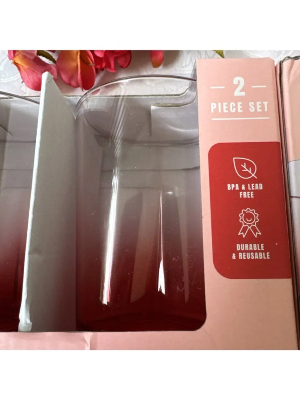 Nordstrom Samba Pink Plastic 14 oz Boxed Heart Shaped Tumbler Cups Set of 4 NEW